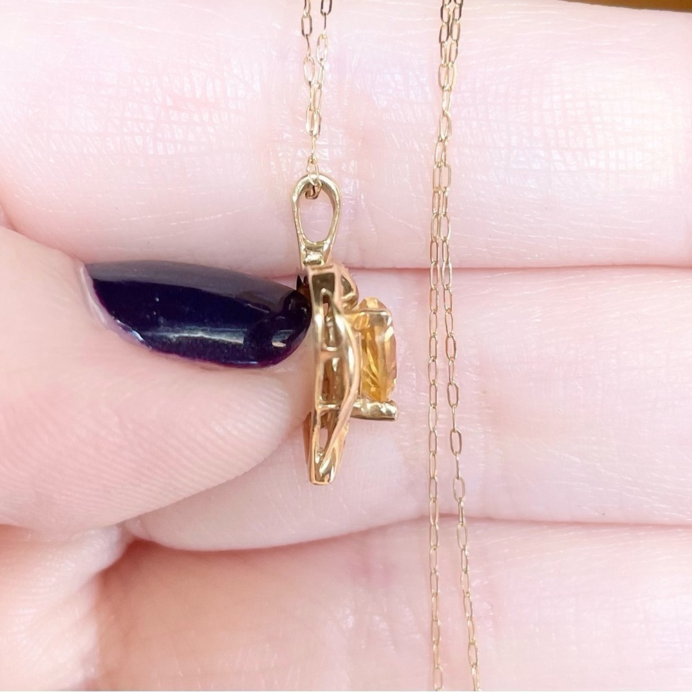 yellow orange citrine cz 10k solid yellow gold heart shaped pendant neck…​ - Picture 9 of 11